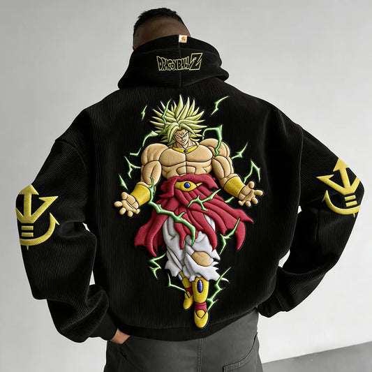 Color Blocked Corduroy Hoodie