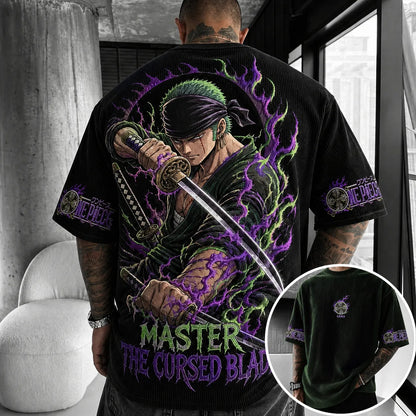 Unisex Short-Sleeve Corduroy T-Shirt With Anime Print
