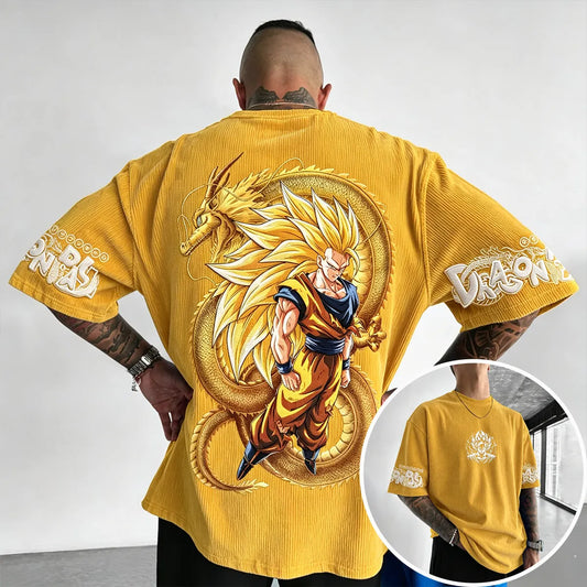 Anime Vintage Waffle Knit T-Shirt