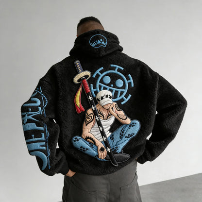 :Trafalgar Law Color-blocked Plush Hoodie
