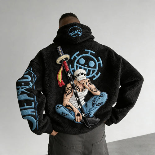 :Trafalgar Law Color-blocked Plush Hoodie