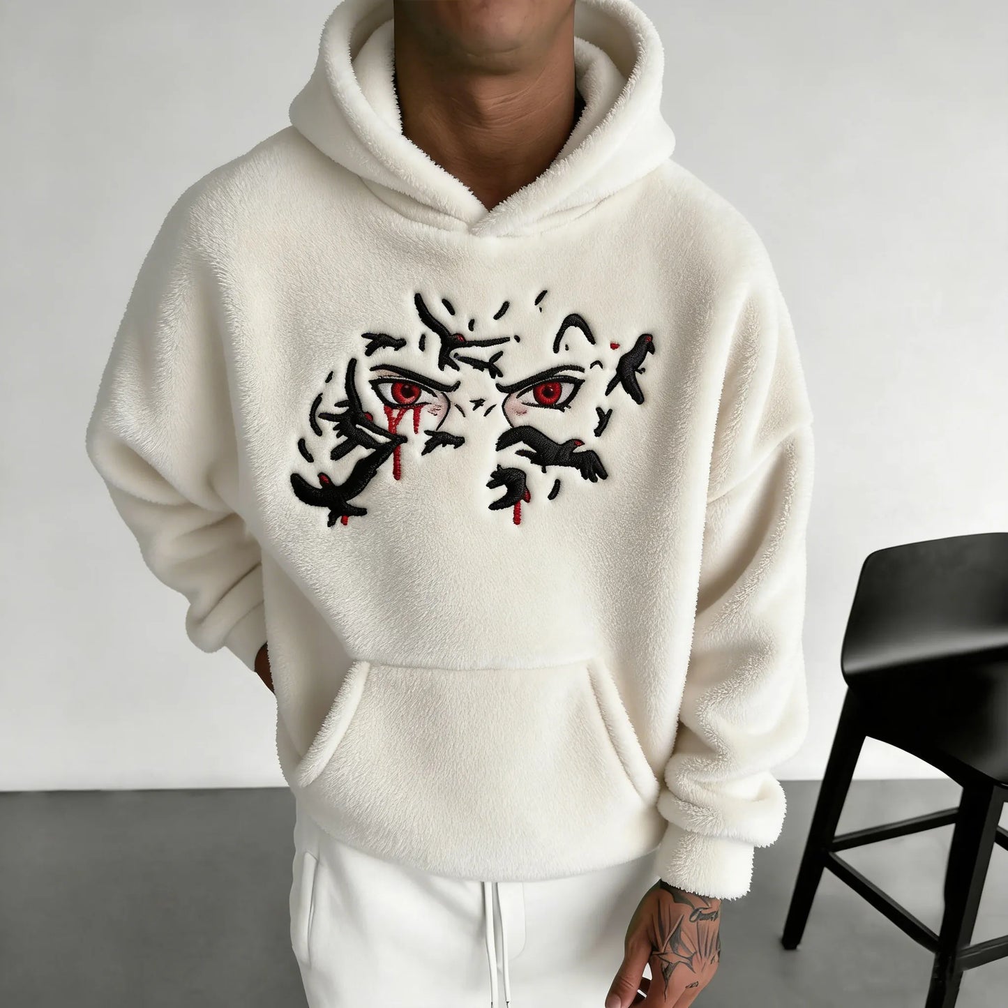 Unisex  Color-blocked Plush Hoodie