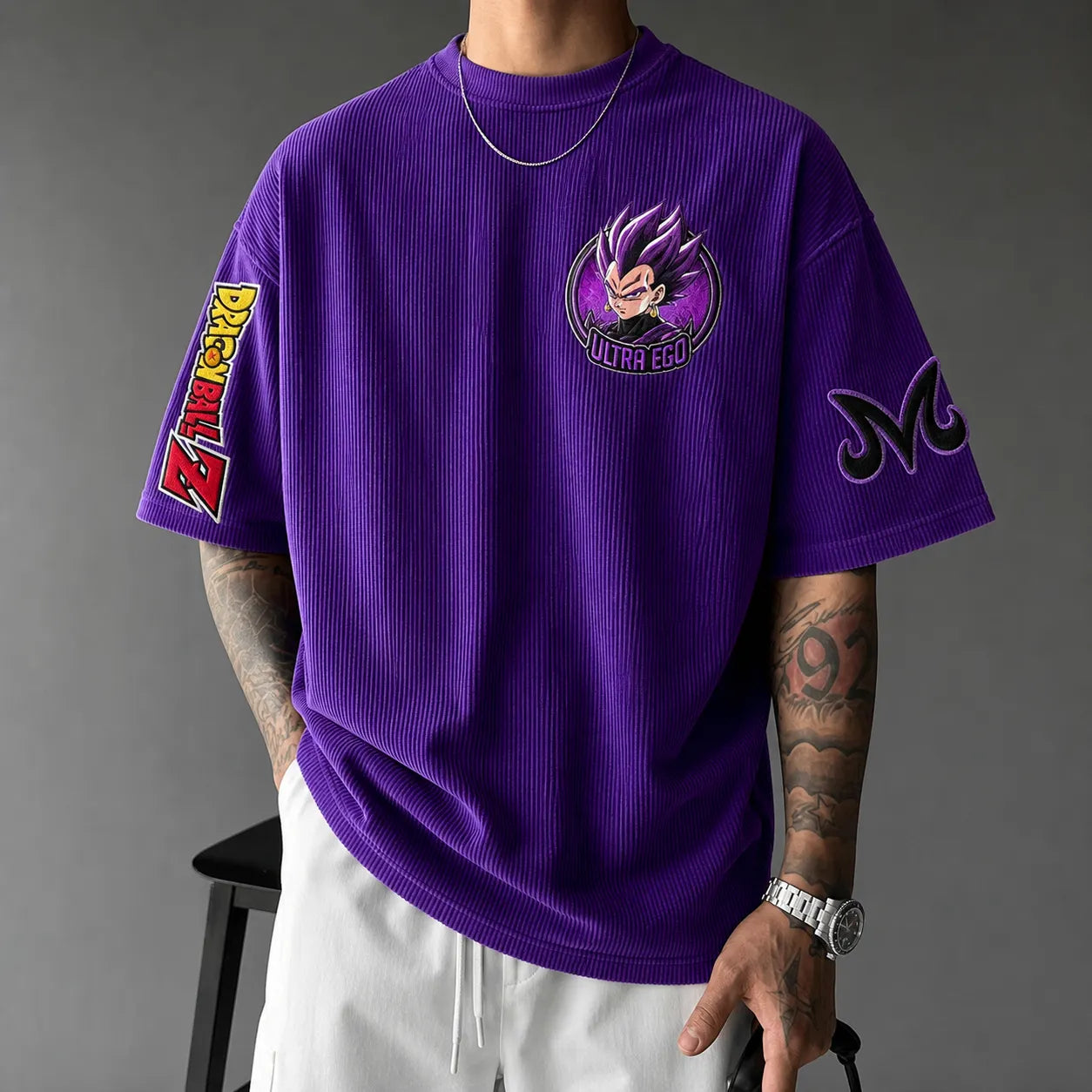 Unisex Short-Sleeve Corduroy T-Shirt With Anime Print