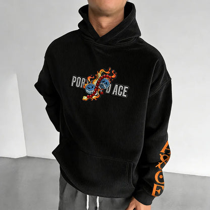 Color Blocked corduroy Hoodie