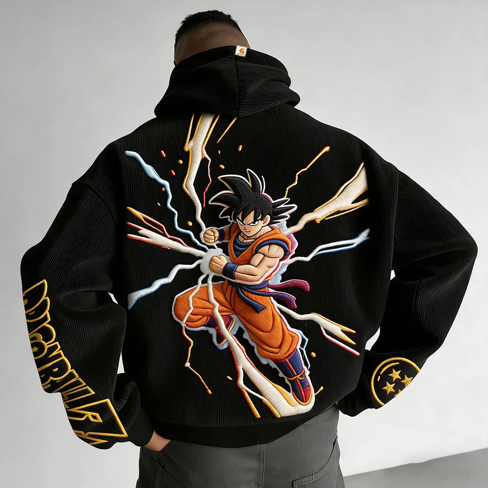 Color Blocked Corduroy Hoodie