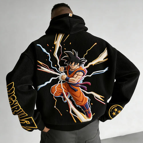 Color Blocked Corduroy Hoodie