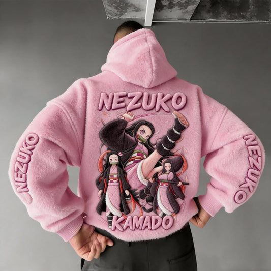 Men   Color-blocked Plush Hoodie