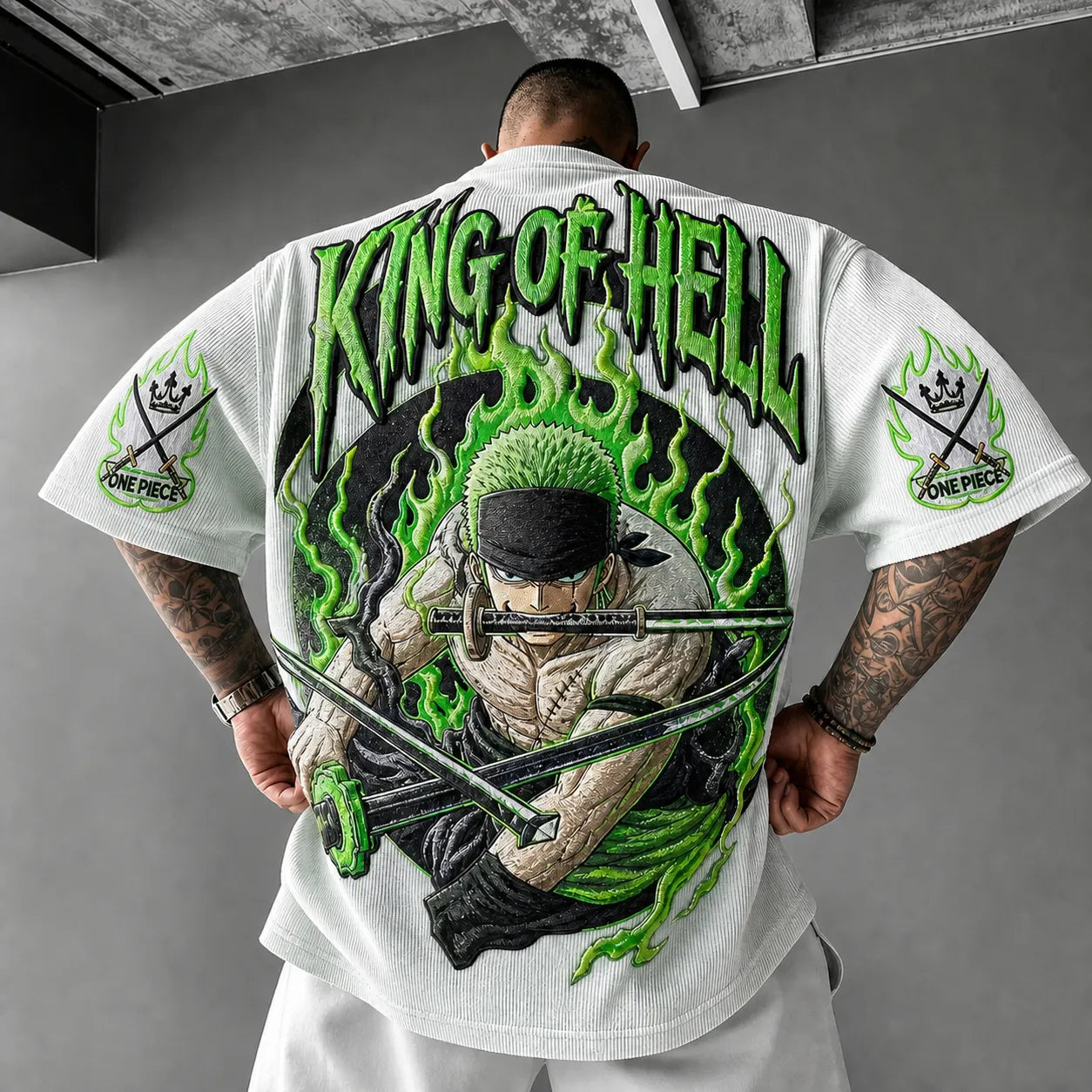 Unisex Short-Sleeve Corduroy T-Shirt With Anime Print