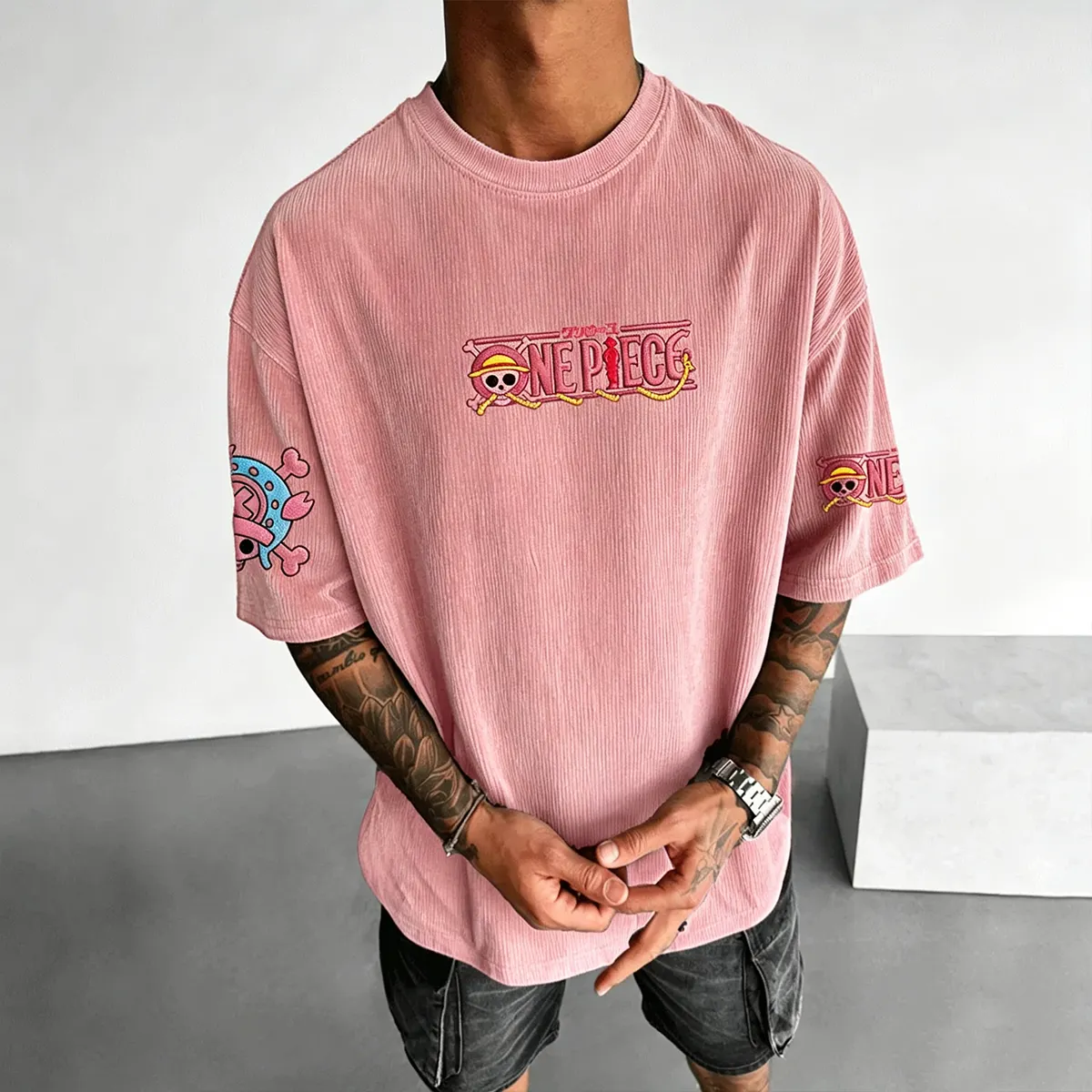 Anime Vintage Waffle Knit T-Shirt