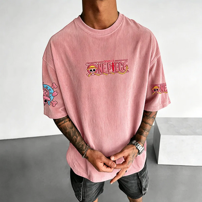 Anime Vintage Waffle Knit T-Shirt