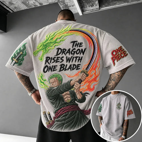 Unisex Short-Sleeve Corduroy T-Shirt With Anime Print