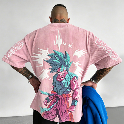 Anime Vintage Waffle Knit T-Shirt