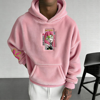:Kanroji Mitsuri Color-blocked Plush Hoodie