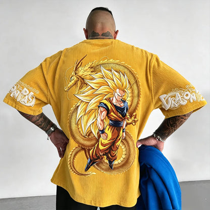 Anime Vintage Waffle Knit T-Shirt