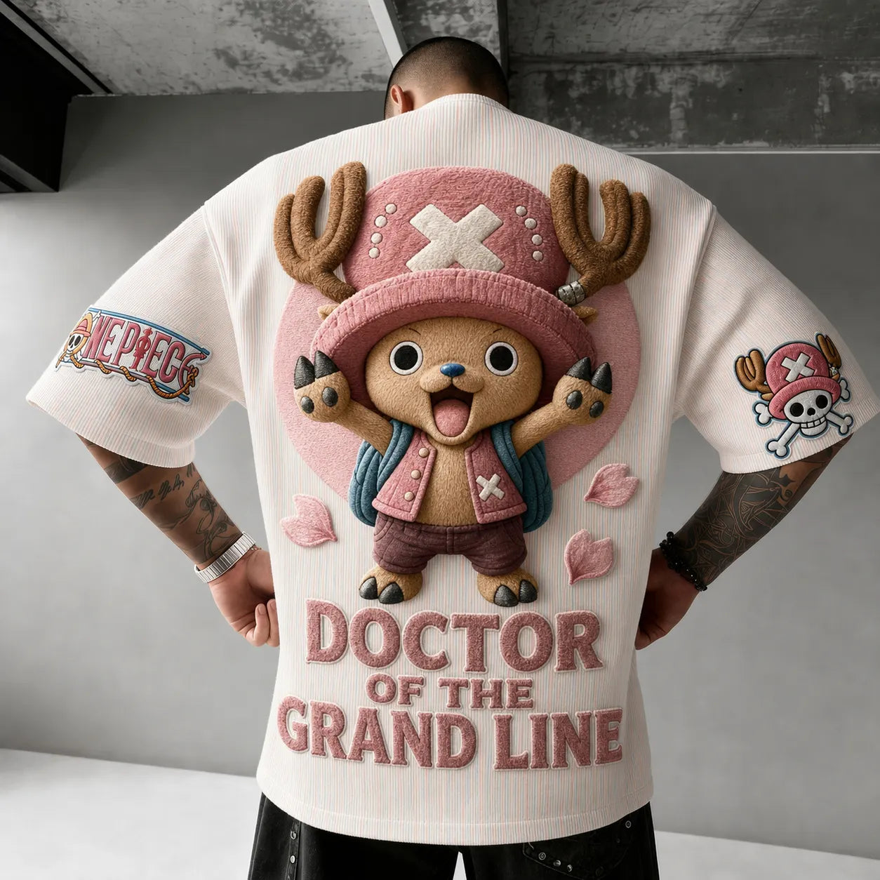 Unisex Short-Sleeve Corduroy T-Shirt With Anime Print