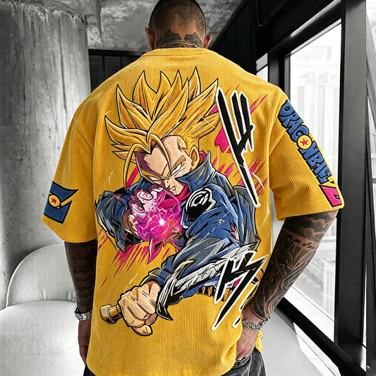 Oversized  Anime Vintage Corduroy T-Shirt