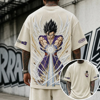 Unisex Loose-Fit Anime Vertical Stripe T-Shirt