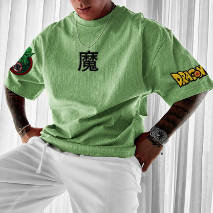 Dragon Ball Z Beerus Graphic Print Short Sleeve T-Shirt – Premium Cotton Blend, Oversized Fit, Vibrant Back Print & Sleeve Logo Design