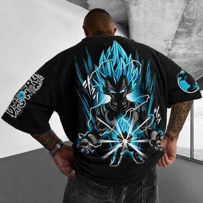 Dragon Ball Z Beerus Graphic Print Short Sleeve T-Shirt – Premium Cotton Blend, Oversized Fit, Vibrant Back Print & Sleeve Logo Design
