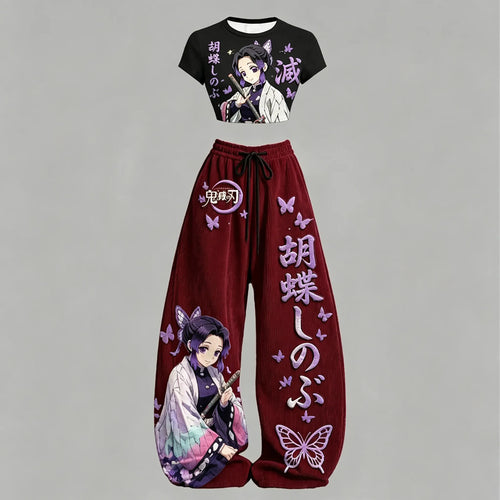Top & Elasticated Trousers Corduroy Two-Piece Set