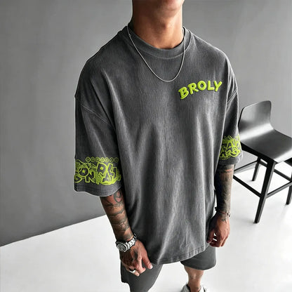 Anime-Inspired Vintage Waffle Knit T-Shirt