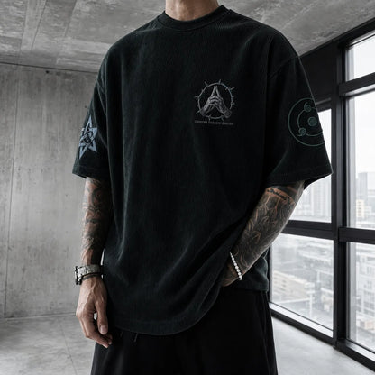 Unisex Anime Print Short-Sleeve Corduroy T-Shirt